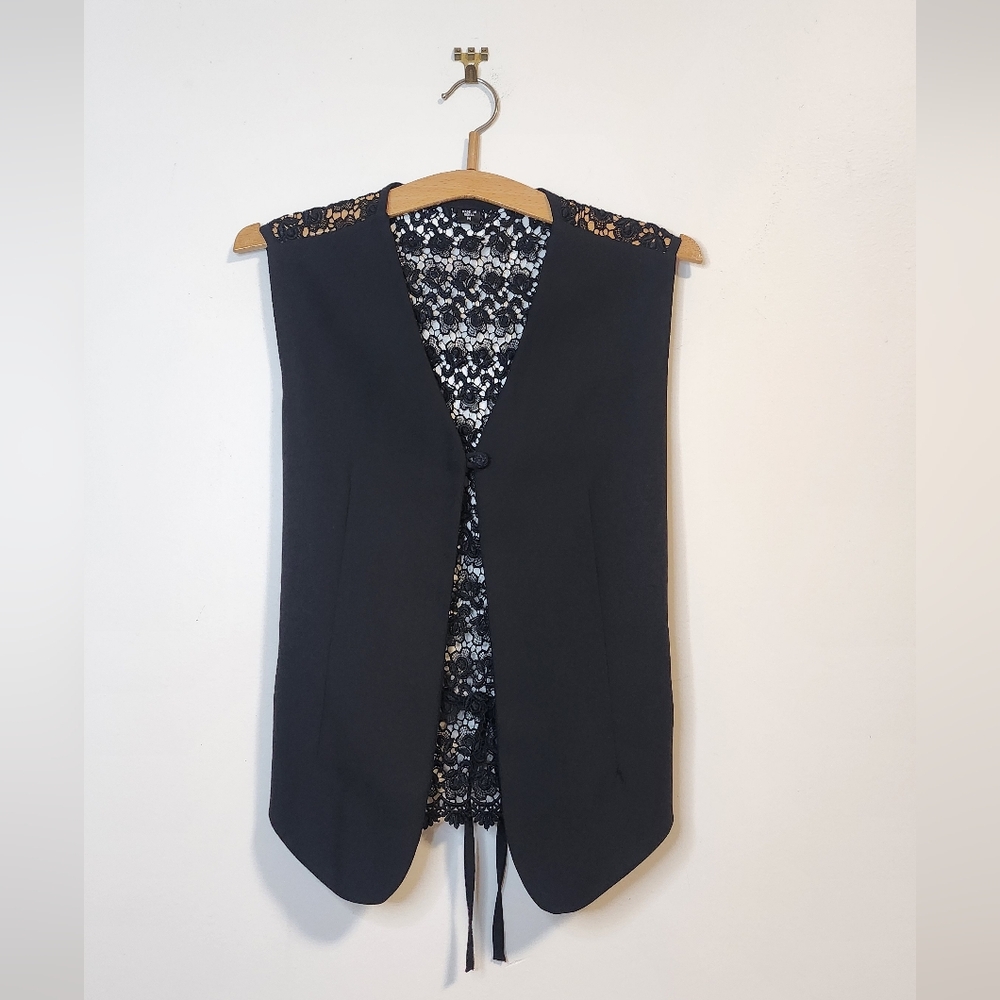 Casual Corner Black Lace Vest